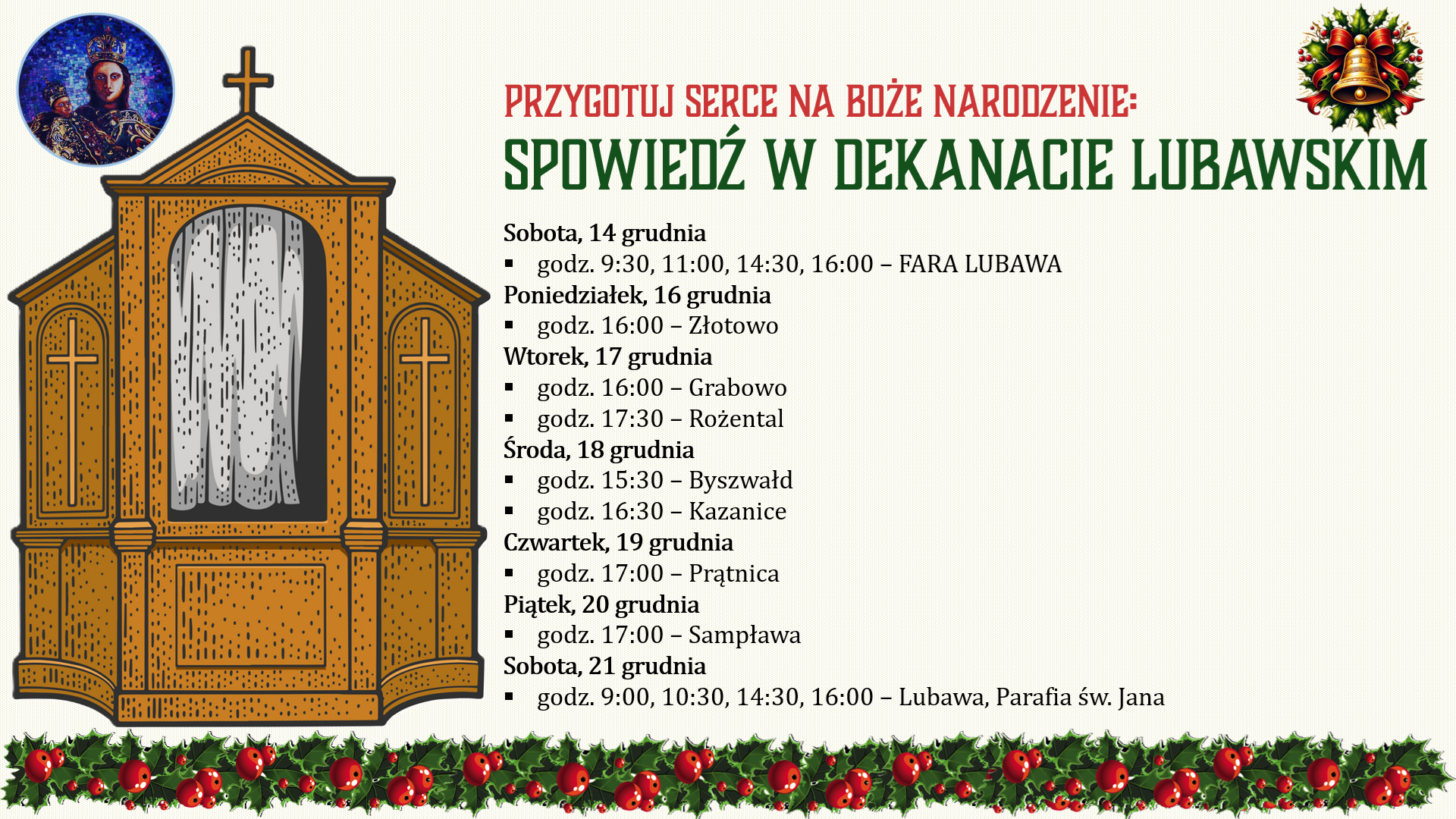 You are currently viewing Przygotuj serce na Boże Narodzenie: Spowiedź w dekanacie lubawskim